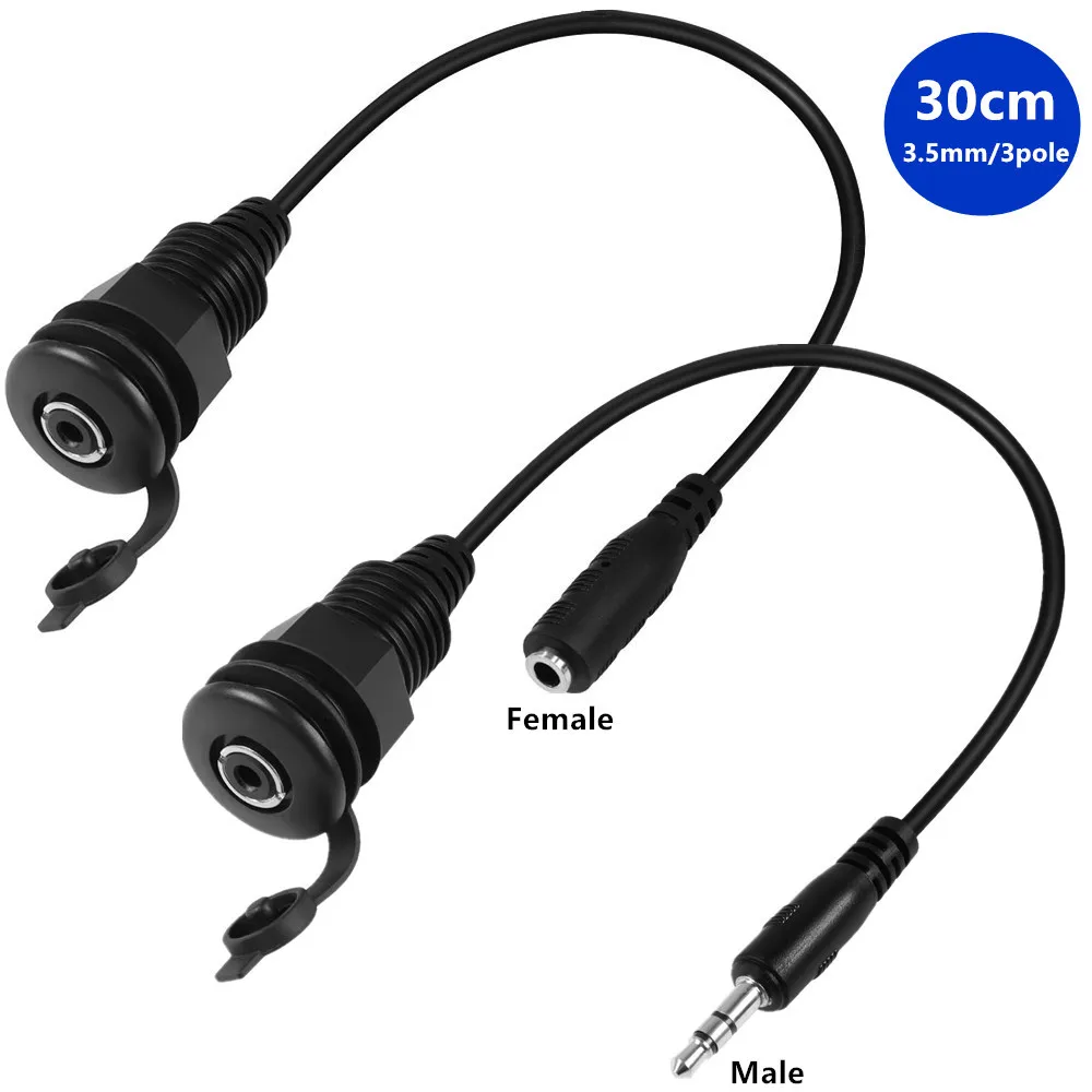 Trs Cable - 3.5mmThreaded Fixed Waterproof Cable 1/8 Male