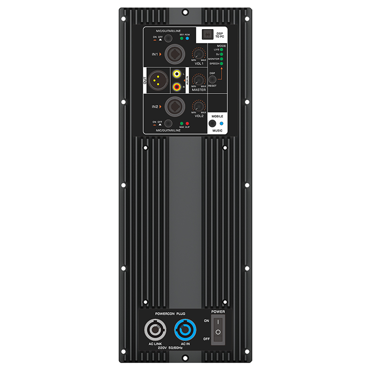 Class D Amplifier - MD 800-Watt DSP 2-Channel Metal Power