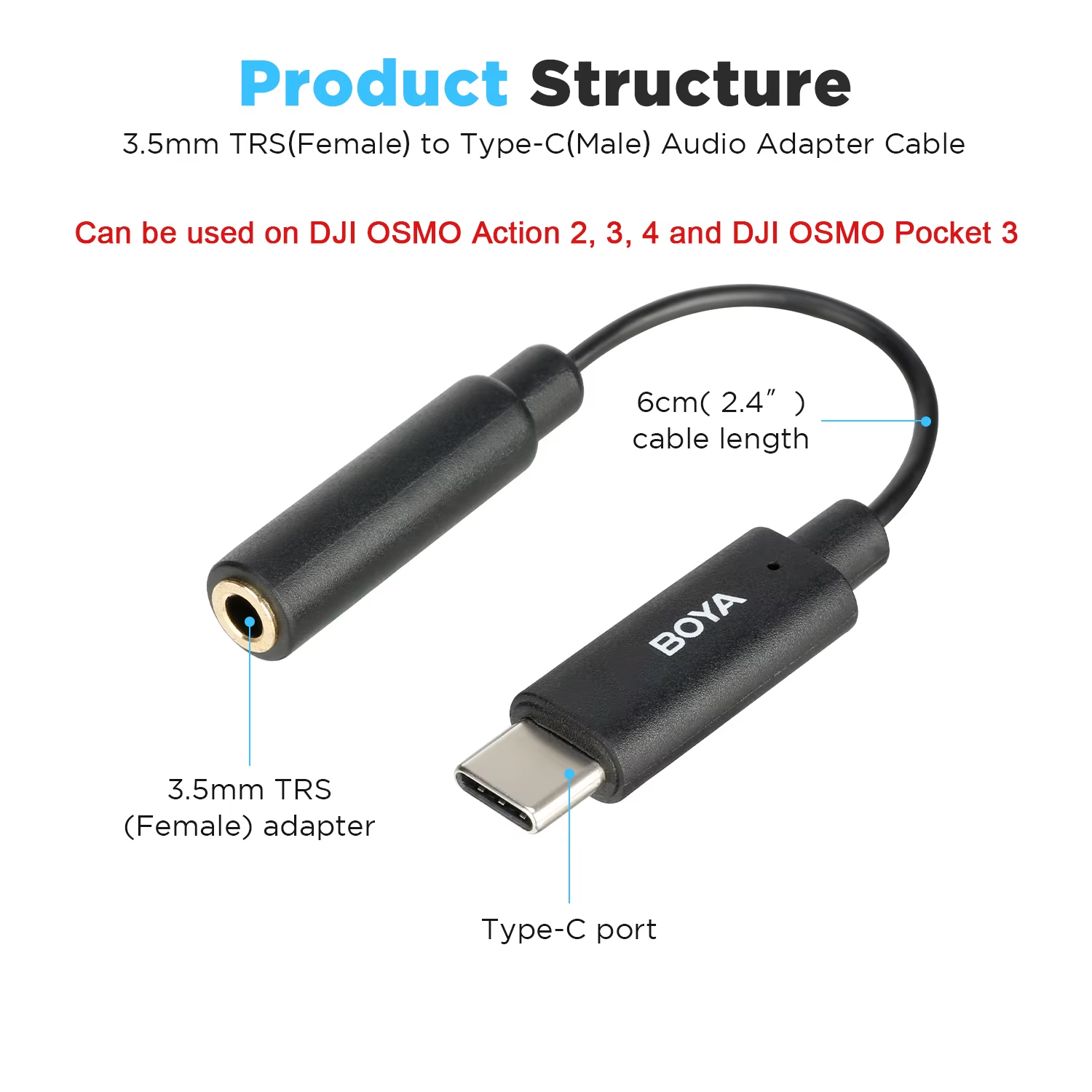 BOYA BY-K4 6cm 3.5mm TRS Femal - đánh giá và giá Trs Cable