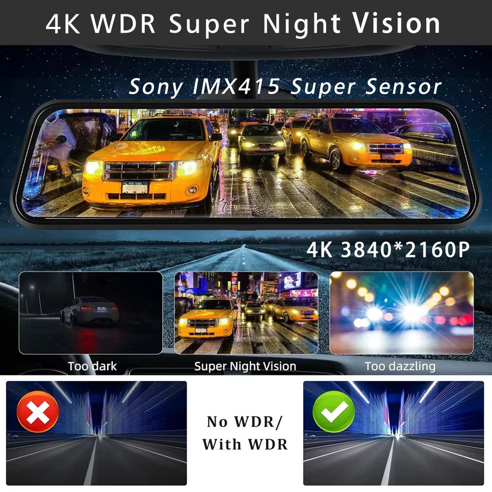 10 Inch 4K 3840*2160P Dash Cam - đánh giá và giá Mdi Cable