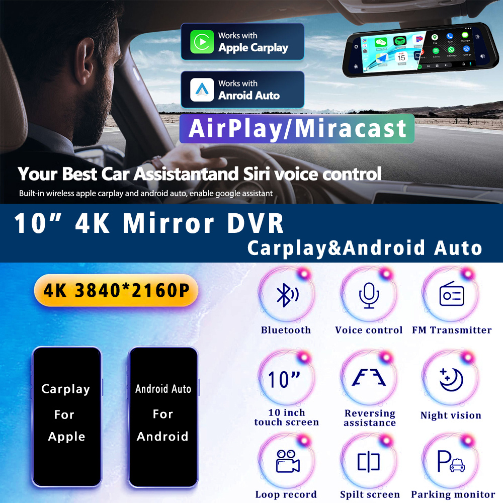 10 Inch 4K 3840*2160P Dash Cam - đánh giá và giá Mdi Cable