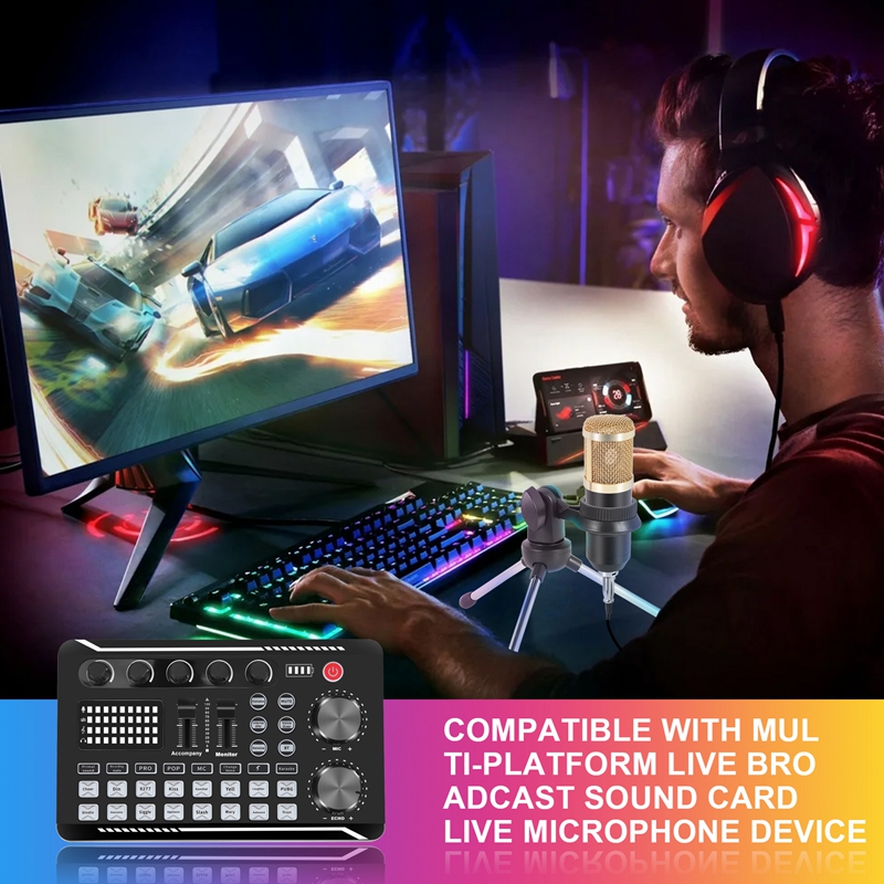 F998 Sound Card Kit,BM-800 Mic - đánh giá và giá Condenser Microphone Kit