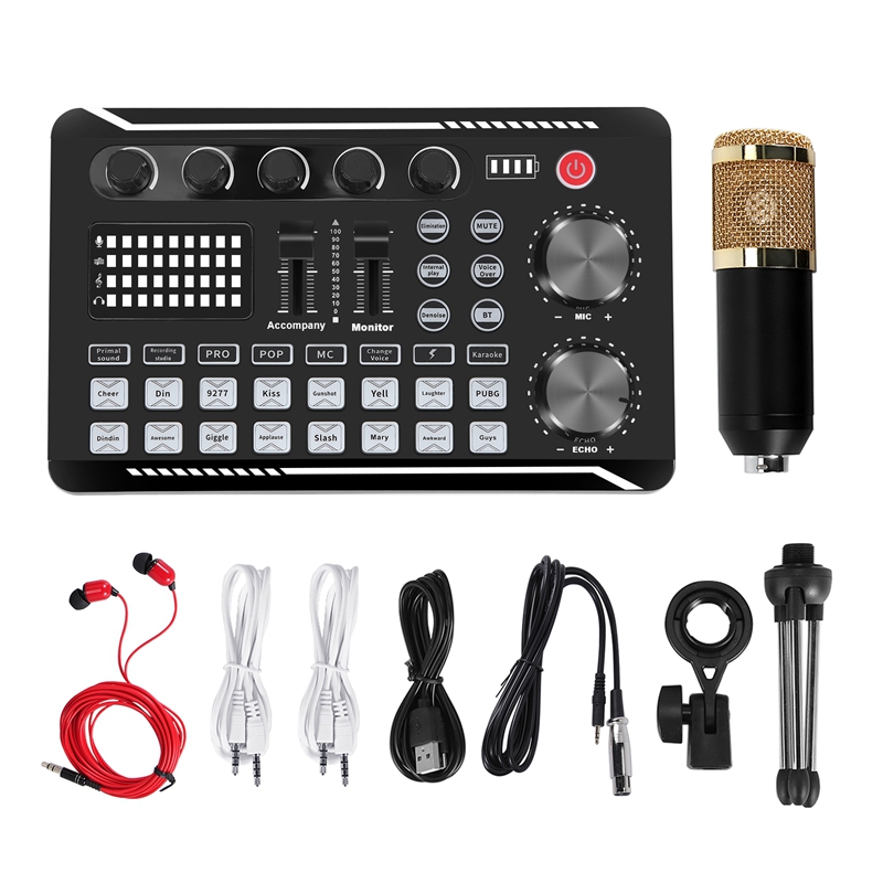 F998 Sound Card Kit,BM-800 Mic - đánh giá và giá Condenser Microphone Kit