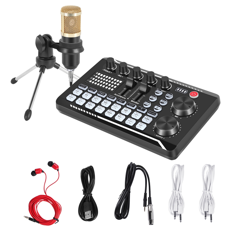 F998 Sound Card Kit,BM-800 Mic - đánh giá và giá Condenser Microphone Kit