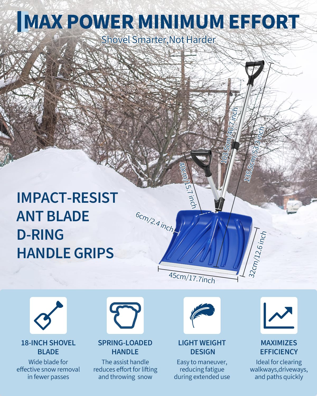 Ergonomic Snow Shovel With Ass - đánh giá và giá Knob Aluminum